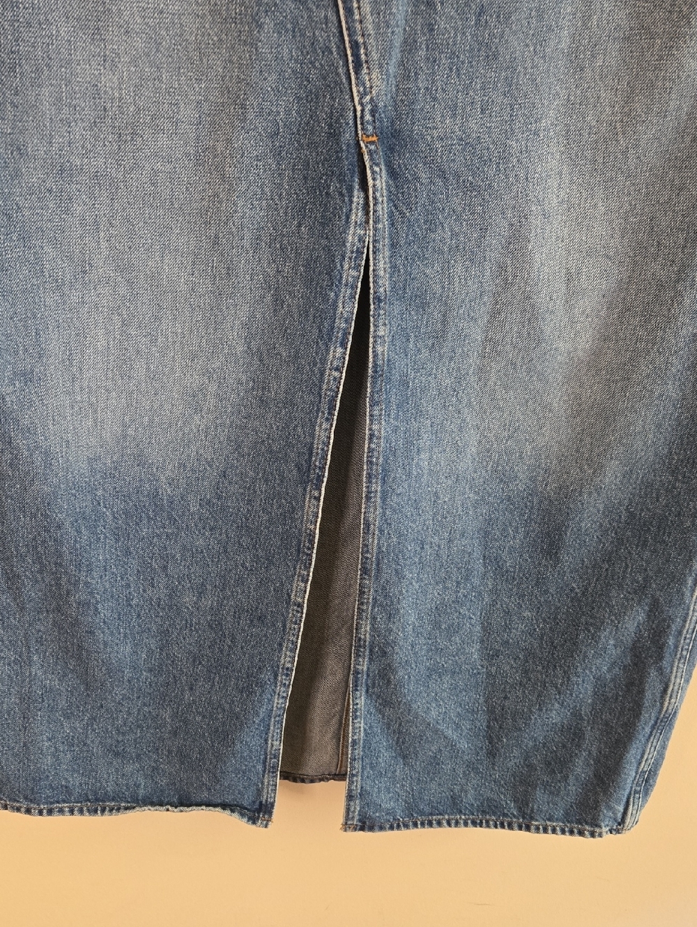 Madewell Denim Maxi Skirt Front Slit Dark Wash Western Y2K Minimalist Size 29 - Picture 4 of 8